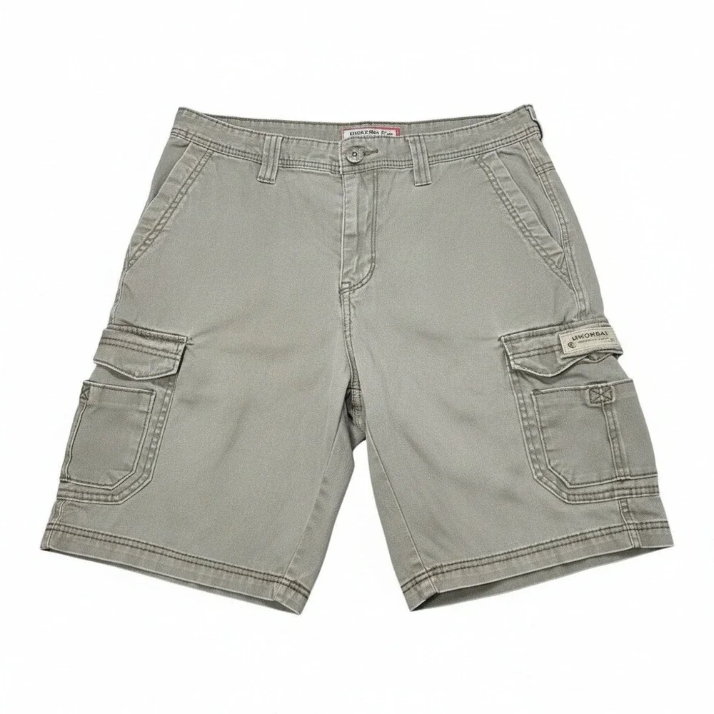 UNIONBAY Mens Messenger Cargo Shorts Size 34 Sage Green Khaki Outdoor Hiking EUC